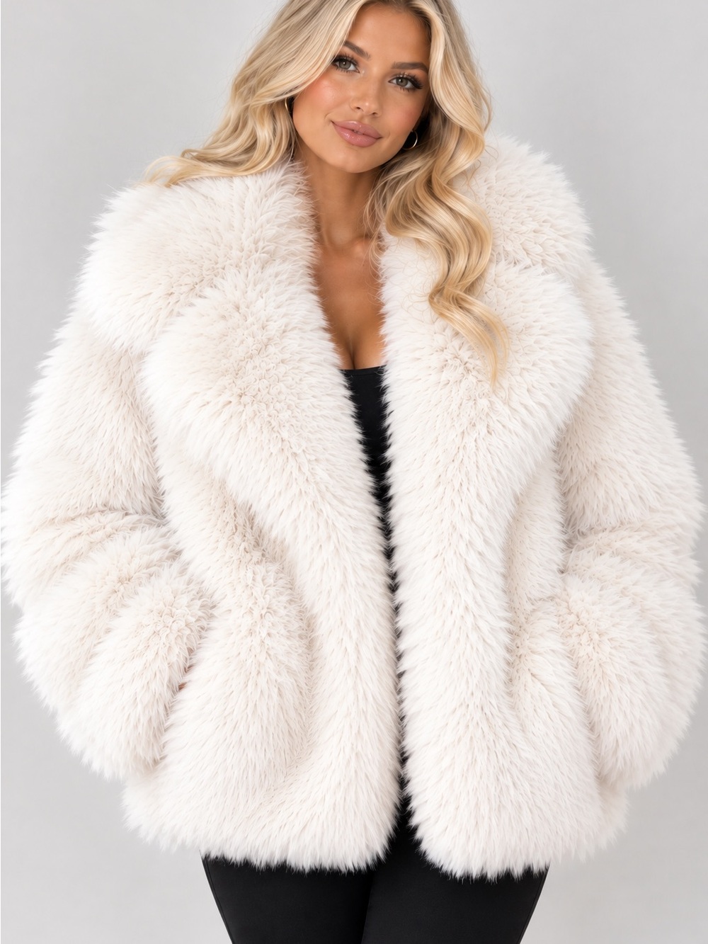 Revolve Eaves New White Fur Cropped Oversized Jacket SZ Medium